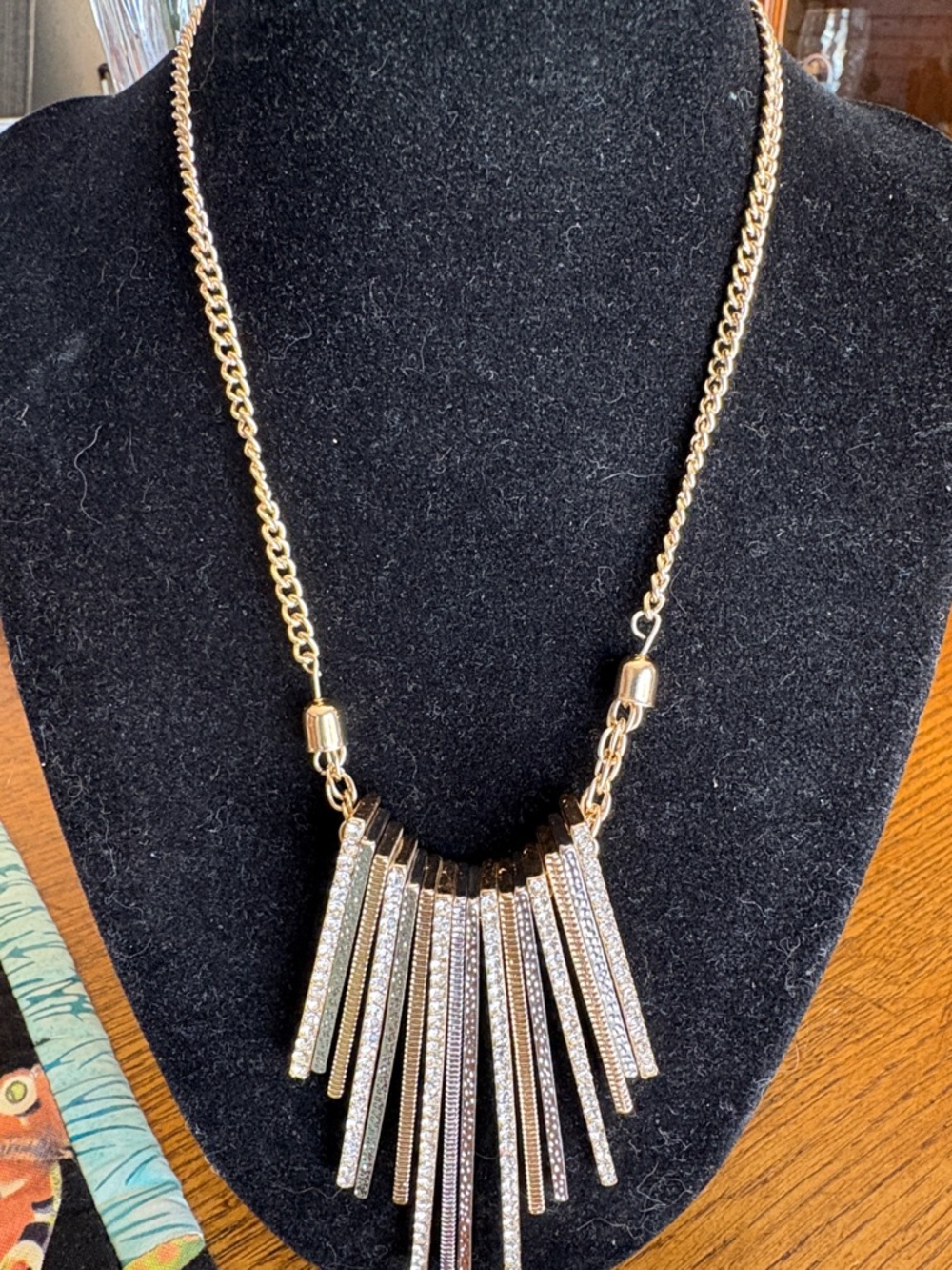 INC International Concepts Gold-Tone Rhinestone Fringe Pendant Necklace